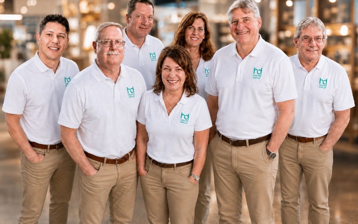 Hawver Display team in branded polos at the Rochester facility