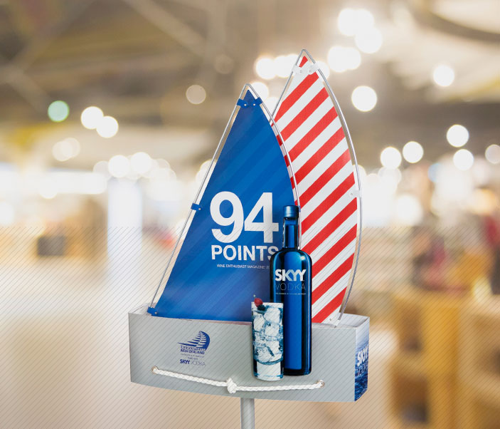 SKYY Vodka pole topper case study display