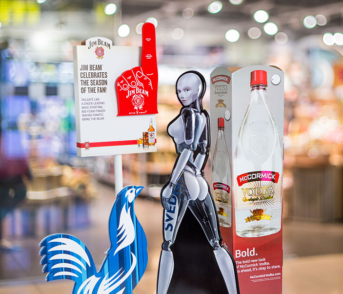 Wine and liquor retail displays by Hawver